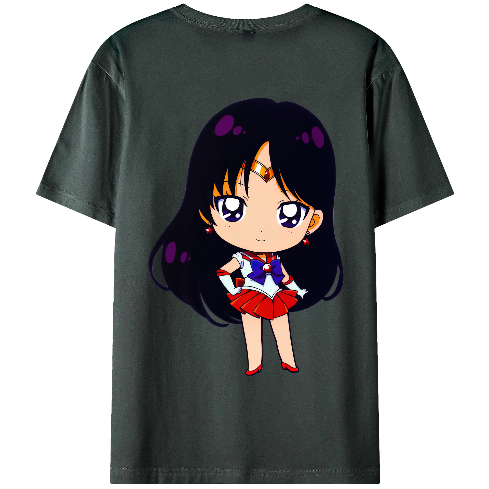 （画像用） 美少女戦士セーラームーン 火野レイ ひの レイ Sailor Moon Hino Rei （セーラーマーズ,Sailor Mars） 綿100％ メンズ半袖Tシャツ（バックプリント） 通気性